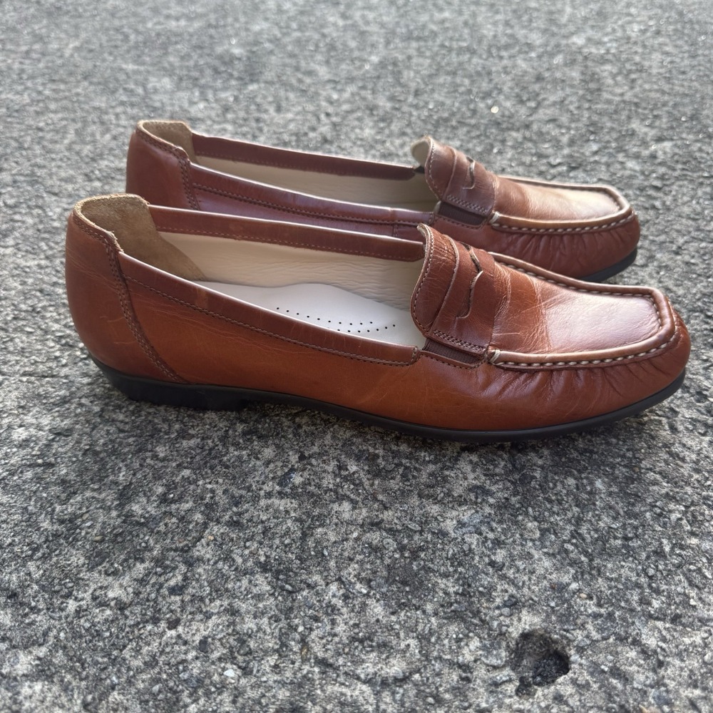 SAS Penny J Walnut Brown Leather Loafers Women's 10 M Moc Toe Slip On Shoes USA - Picture 4 of 10
